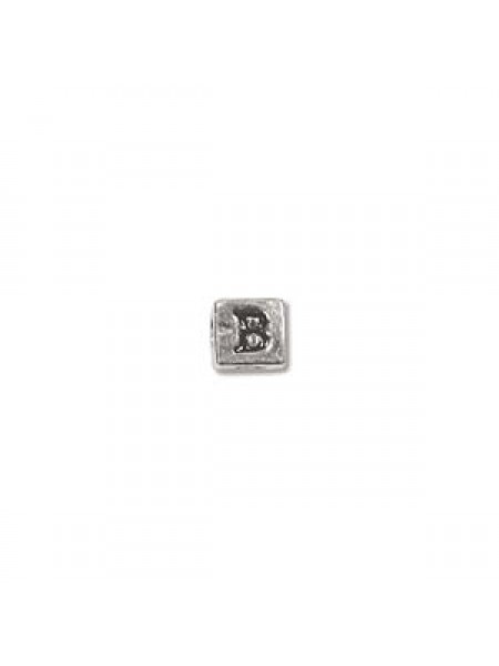 St.Silver Cube Bead 3.5x3.5mm Letter B