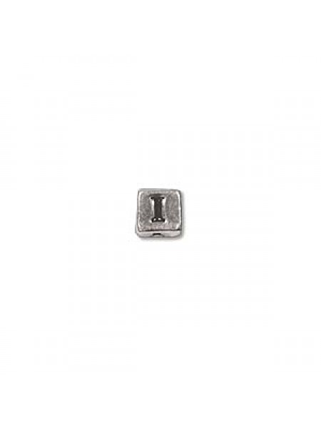 St.Silver Cube Bead 3.5x3.5mm Letter I