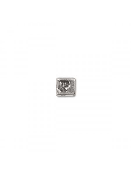 St.Silver Cube Bead 3.5x3.5mm Letter P