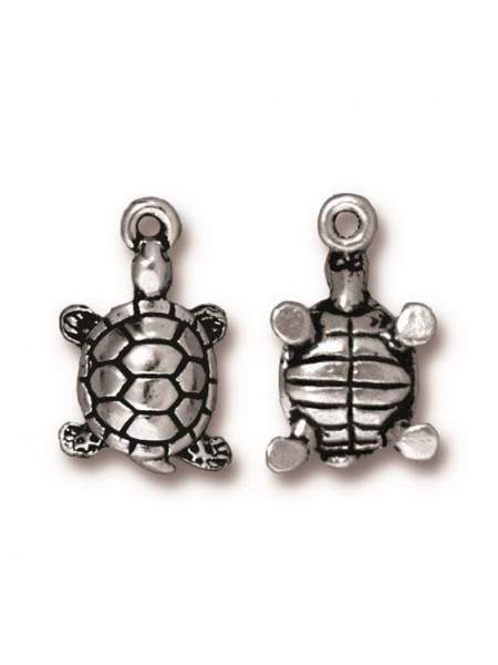 Drop Turtle Antique Silver