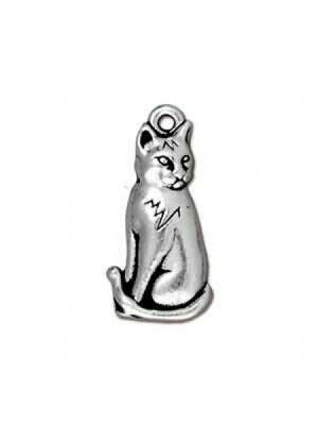 Drop Sitting Cat Antique Silver