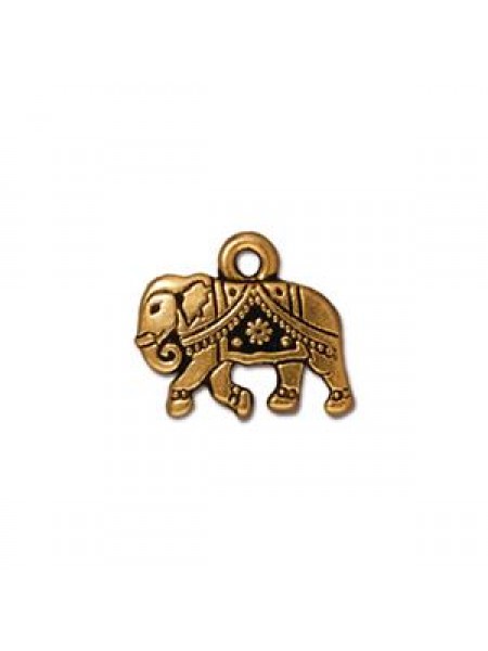 Drop Gita Elephant 13x15mm Antique Gold