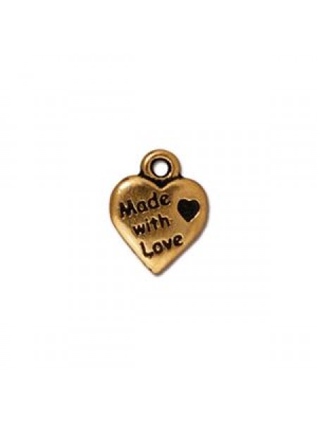 Heart Drop Made with Love Antiq Gold