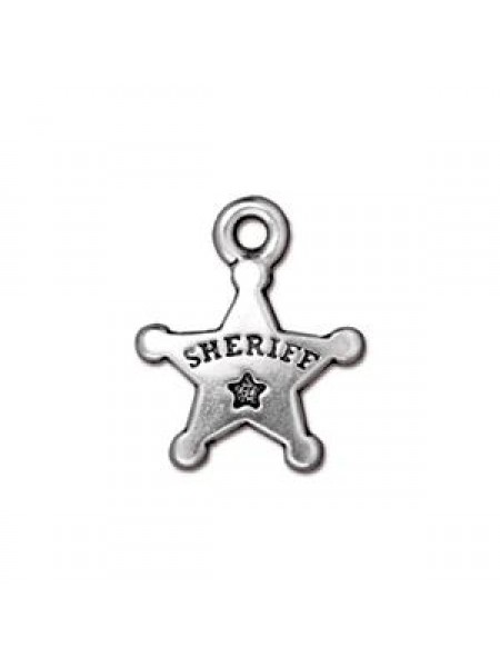 Drop Sherrif&#039;s Badge Antique Silver