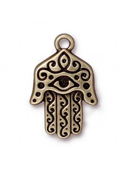 Drop HAMSA Pendant Antique Bronze