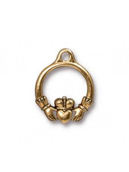 Drop Charm Small Claddagh Anti Gold