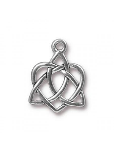 Drop Small Celtic Open Heart Anti Silver