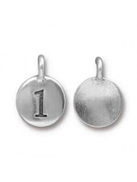 Charm Number 1 16.6x11.6mm Anti Silver