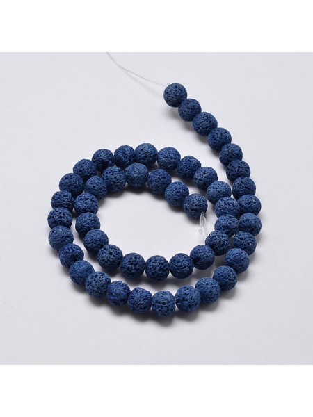 Lava Bead Round 8mm Royal Blue ~50 beads